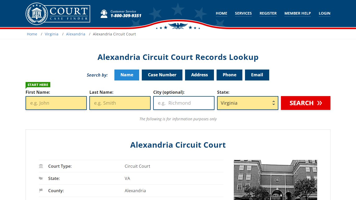 Alexandria Circuit Court Records Lookup - CourtCaseFinder.com